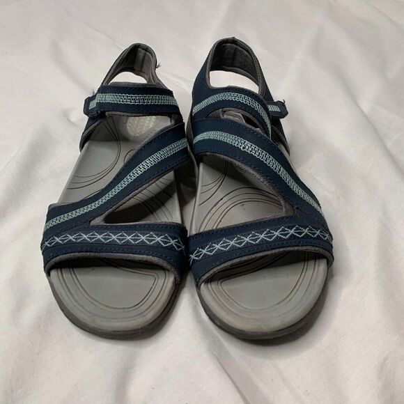Dr. Scholl's Women's Dynomite Strappy Sandals Blue Leather Gel Cushion 8 M - Picture 5 of 8